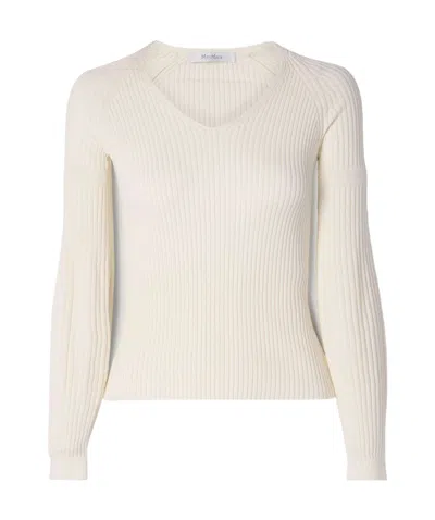 Max Mara Gioiosa Ribbed Sweater In Ivory