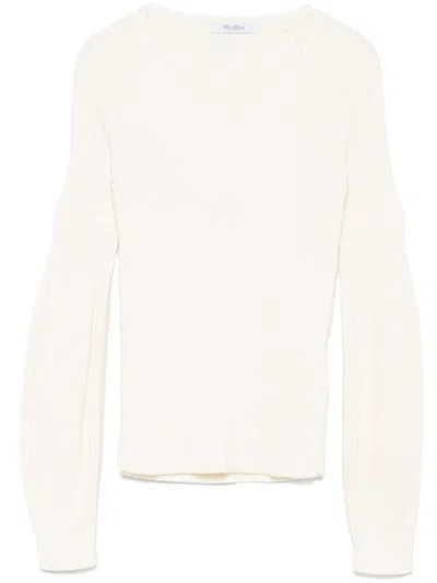 Max Mara Gioiosa Ribbed Cotton Sweater In Neutrals