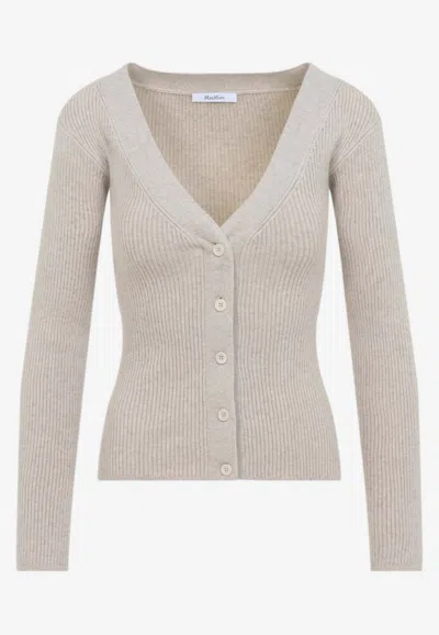 Max Mara Gioiosa Wool And Cashmere Cardigan In Neutral