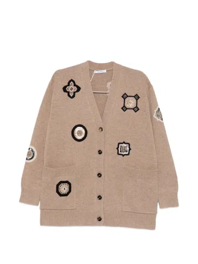 Max Mara Gioire Appliquéd Pocket Cardigan In Neutral