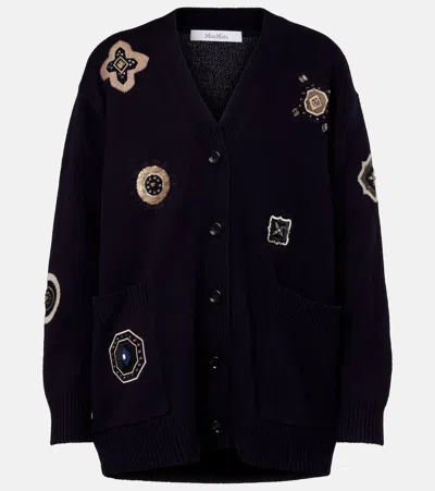 Max Mara Gioire Wool And Cashmere Cardigan In Blue