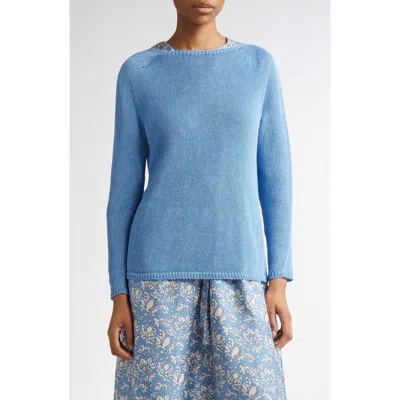 Max Mara Giolino Boat Neck Linen Sweater In Light Blue