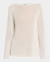 Max Mara Giolino Linen Crewneck Sweater In Ecru