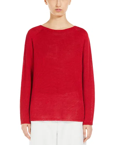 Max Mara Giolino Flax Linen Crewneck Sweater In Red