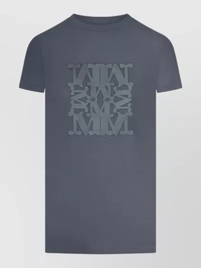 Max Mara Giova Crew Neck Top Graphic Print In Blue