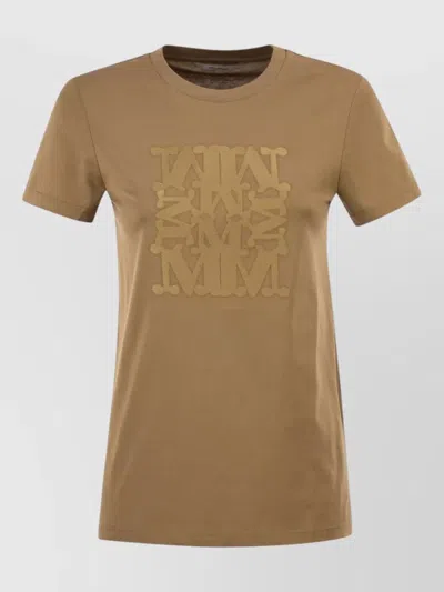 Max Mara Giova Short Sleeves Crew Neck Top In Brown
