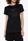 Max Mara Embellished Round Neck Top With Graphic Detail In Black
