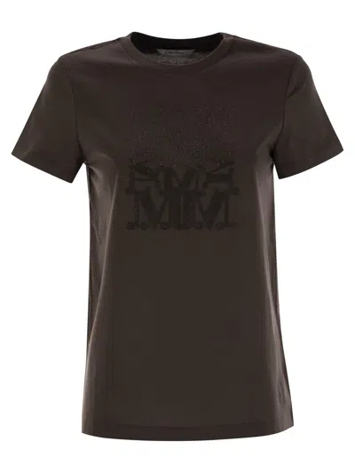 Max Mara Giovane Logo Embroidered Crewneck T-shirt In Brown