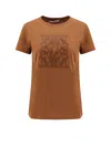 Max Mara Crystal Embellished Crew Neck Top In Brown