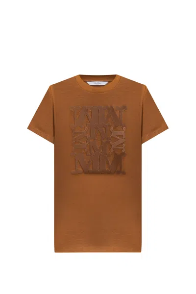 Max Mara Taverna Cotton T-shirt In Brown