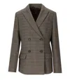 Max Mara Giove Brown Double-breasted Blazer In Multi