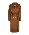 Max Mara Madame Double Breasted Wool Cashmere Coat Coats Beige In Brown