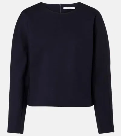 Max Mara Girello Wool And Cotton-blend Top In Black