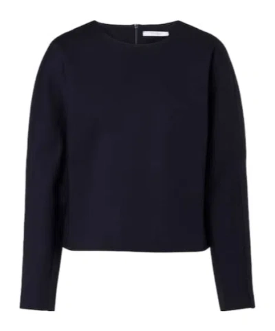 Max Mara Girello Wool And Cotton-blend Top In Blue