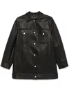 Max Mara Nappa Leather Oversized Jacket In Black