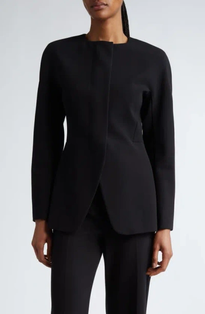 Max Mara Girone Collarless Jersey Jacket In Black