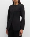 Max Mara Girone Collarless Jersey Jacket In Black