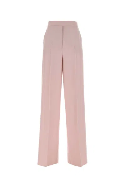 Max Mara Girone Wide-leg Wool-blend Pants In Pink