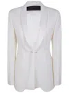 Max Mara Satin-trimmed Virgin Wool Gabardine Blazer In White