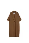 Max Mara Gitano Wool Coat In Leather Brown
