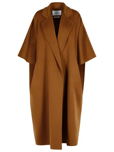 Max Mara Camel Drap Cape Coat In Animal Print