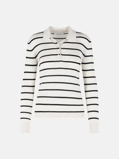 Max Mara 'gitano' Cashmere And Cream Silk Sweater In White