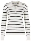 Max Mara Gitano Cashmere Silk Striped Collared Sweater In Multi