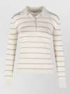 Max Mara Gitano Cashmere Silk Collared Striped Sweater In Multi