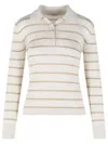 Max Mara Gitano Cashmere Silk Collared Striped Sweater In Multi