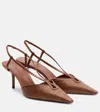 Max Mara Gitano Leather-trimmed Slingback Pumps In Brown