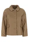 Max Mara Giubbino Imbottito Greens In Poliestere Cammello Donna In Brown