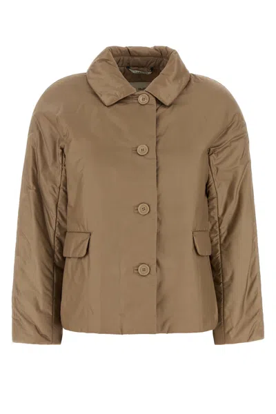 Max Mara Giubbino Imbottito Greens In Poliestere Cammello Donna In Brown
