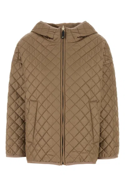 Max Mara Giubbino Reversibile Leo In Poliestere Cammello Donna In Brown