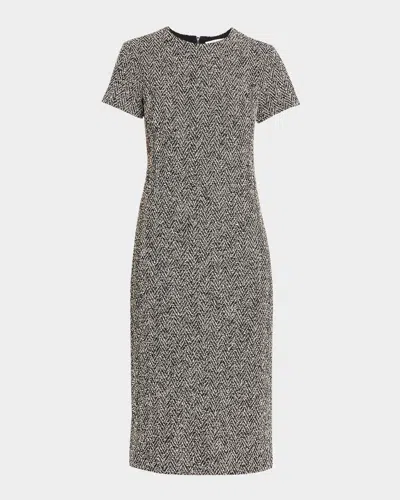 Max Mara Giugno Short-sleeve Wool-blend Dress In Gray