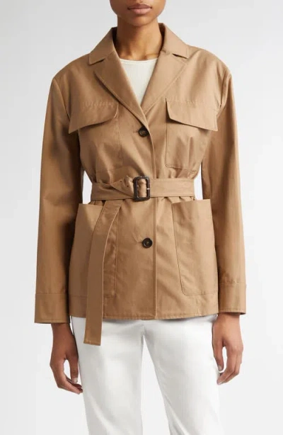 Max Mara Giulia Water Repellent Twill Belted Jacket In Camel