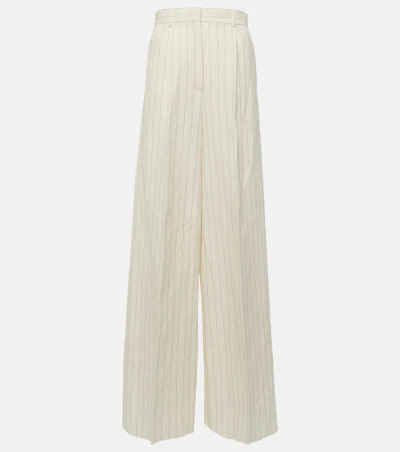 Max Mara Giuliva Striped Wide-leg Pants In White