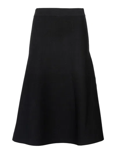Max Mara Flared Midi Skirt In Black