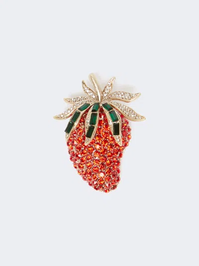 Max Mara Glass Brooch In Red