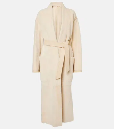 Max Mara Glassa Shearling Coat In White