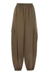 Max Mara Glauco Cotton Twill Wide-leg Pants In Brown