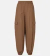Max Mara Glauco Cotton Twill Wide-leg Pants In Brown