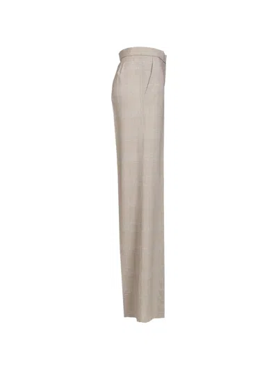 Max Mara Glen Check Wool Trousers In Neutral