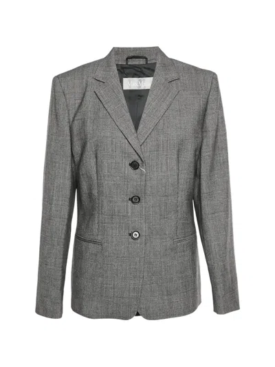 Pre-owned Max Mara Glen Plaid Single-breasted Blazer In Gray