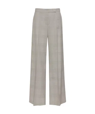 Max Mara Glen Plaid Wool Trousers - Olive Green In Gray