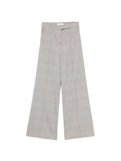 Max Mara Glen Plaid Wool Trousers Olive Green In Gray