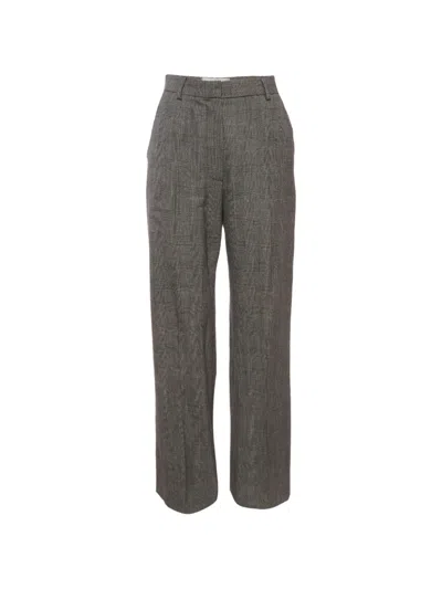 Pre-owned Max Mara Glen Plaid-pattern Trousers In Gray