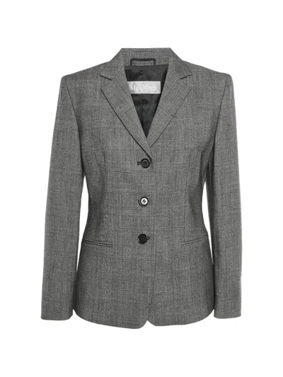 Pre-owned Max Mara Glen-check Single-breasted Blazer In Gray