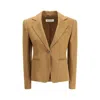 Max Mara Camel One-breasted Blazer In Animal Print