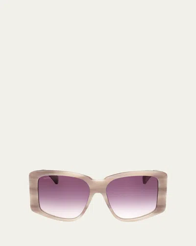 Max Mara Glimpse Acetate Butterfly Sunglasses In Beige Horn Mirror Violet