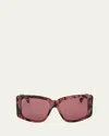 Max Mara Glimpse6 57mm Polarized Square Sunglasses In Coloured Havana Bordeaux
